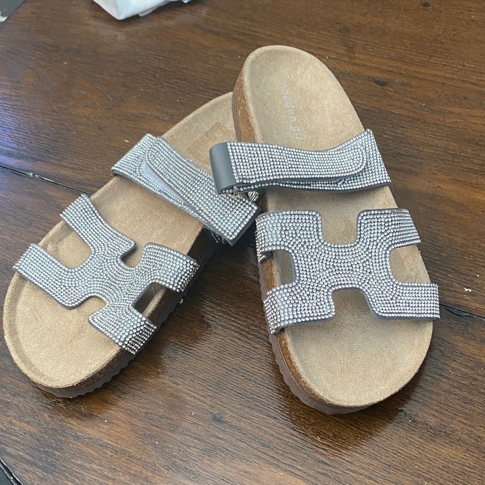 Madden girl Sparkling Silver Slide Sandals